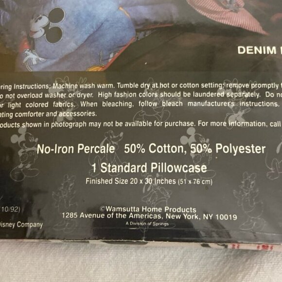 Vtg Wamsutta x Mickey & Friends at Home Denim Mickey Pillowcase 1 Standard USA - Picture 6 of 7